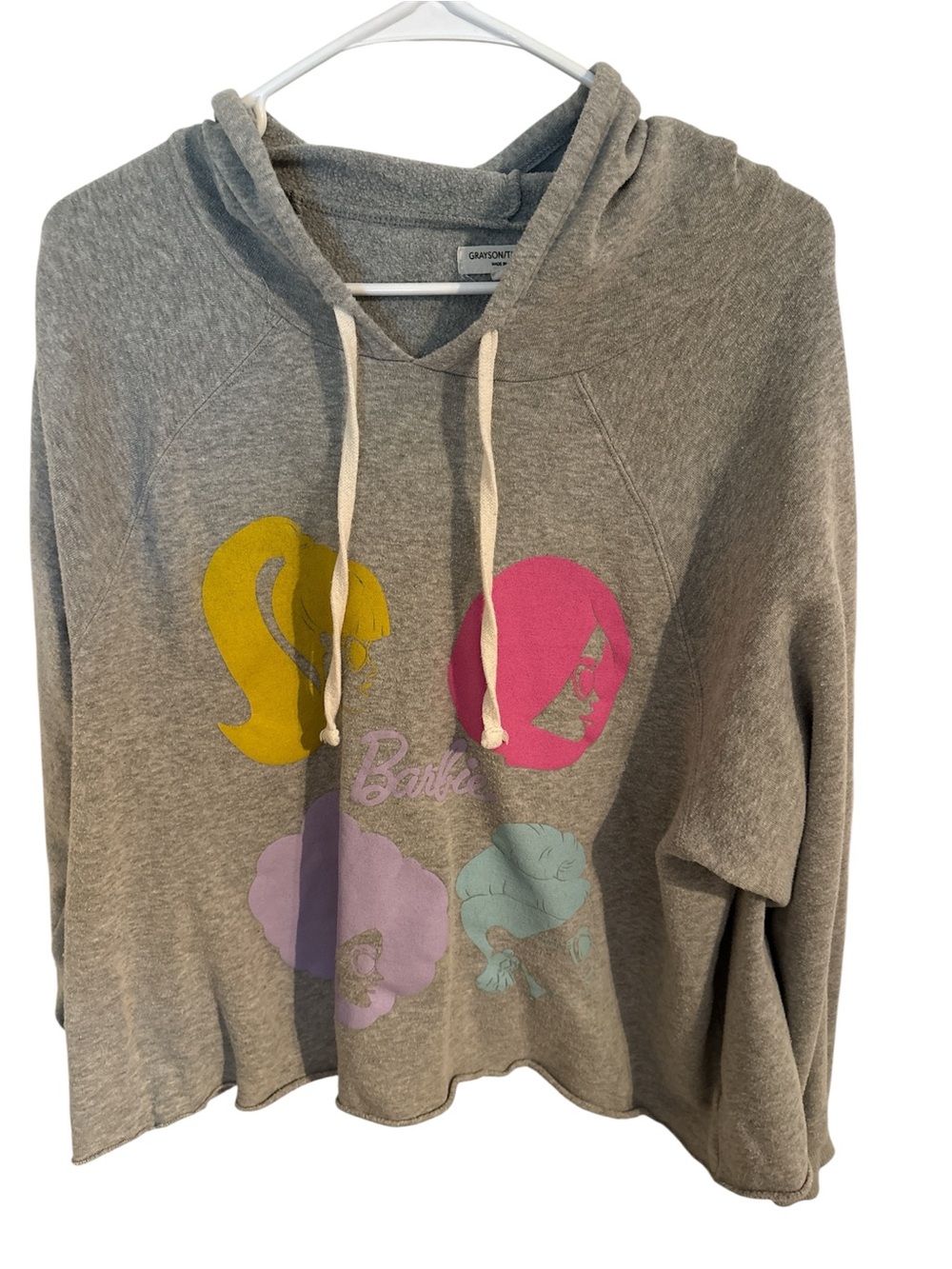 Grayson Threads Gray Hoodie with Pink & Yellow Barbie Silhouettes